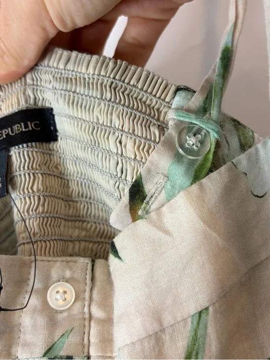 Banana Republic Maxi Dress with Green and Black Botanical Leaf Print Large Tall - Picture 6 of 10